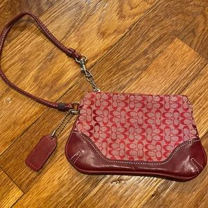 Vintage COACH wristlet in red micro signature pattern